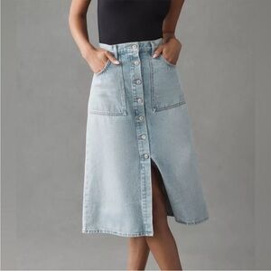 NWOT Citizens of Humanity Anouk Midi Denim Jean Skirt‎ Size 28 Button Front